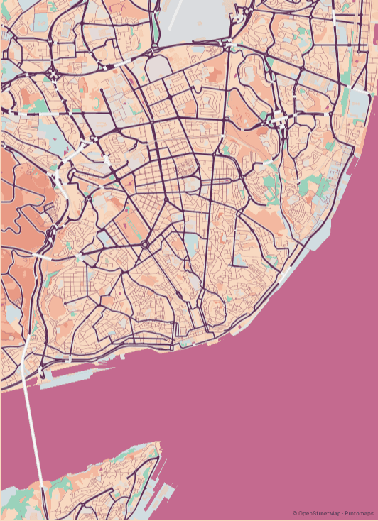 Lisbon map poster print