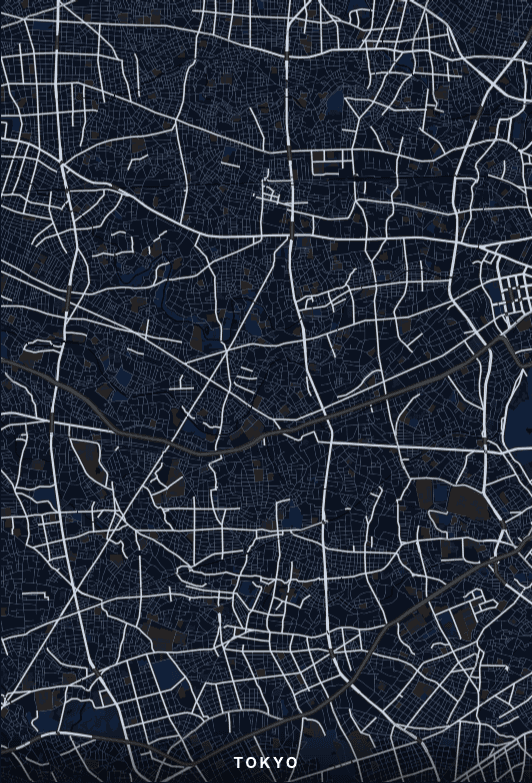 Tokyo map poster print